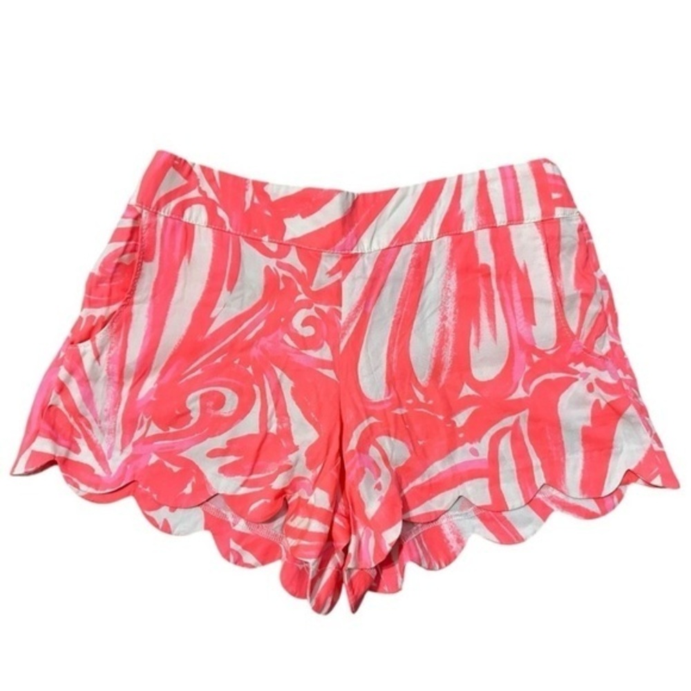 Lilly Pulitzer Women’s Size M Pink Sun Ray Shimmy Dahlia Scalloped Beach Shorts